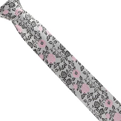 The Collection Grey fancy floral silk tie